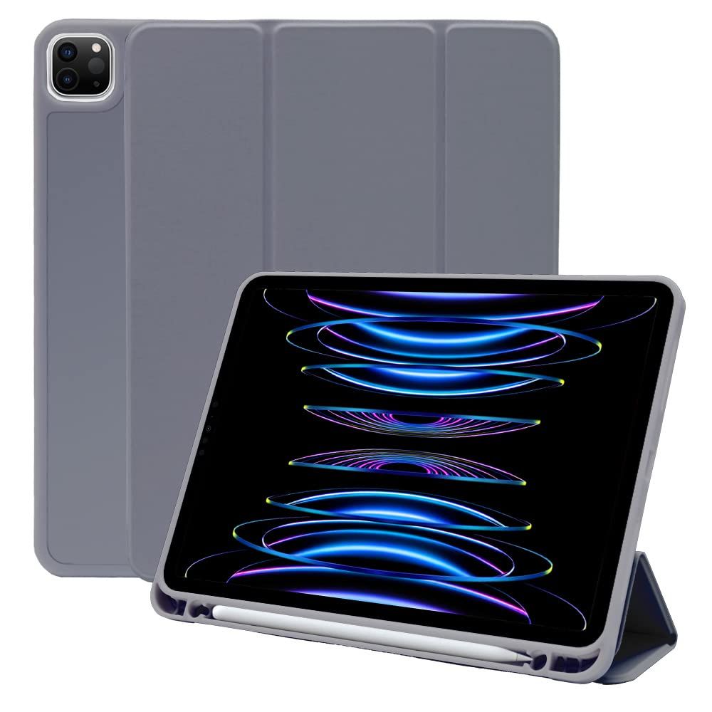 11インチ 第4/3/2世代 用 Pro ケース 2022 2021 2020 Apple iPad Pencil 収納 耐衝撃 ソフト カバー factory Pro 11 第4世代 第3世代 第2世代 MS スタンド オートスリープ ラベンダー グレー I