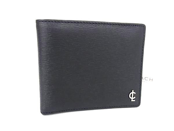  ■新品同様■ COACH コーチ レザー 二つ折り 財布 ウォレット 札入れ カード入れ メンズ ブラック系 DB1397 長財布