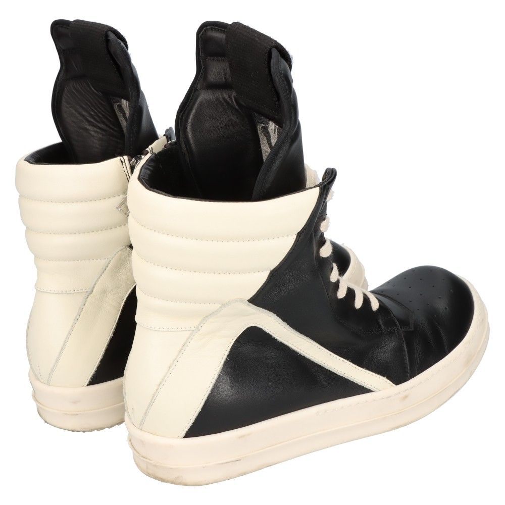 Rick Owens (リックオウエンス) GEOBASKET ジオバスケット サイドジップ ハイカットレザースニーカー シューズ ブラック/ホワイト  - メルカリ