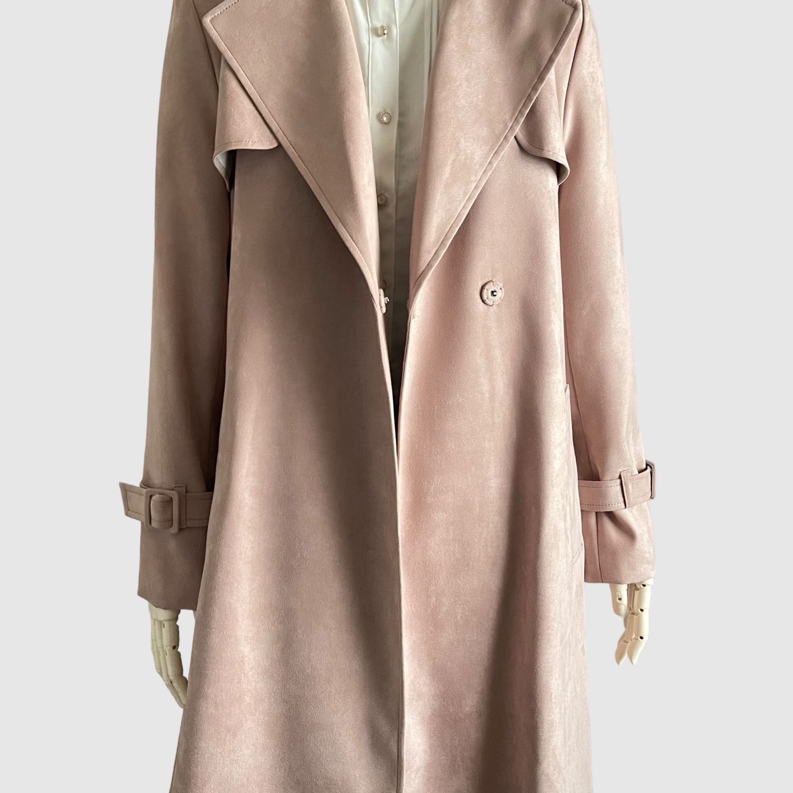 ANAYI アナイ トレンチコート ピンク フェイクスエード コート