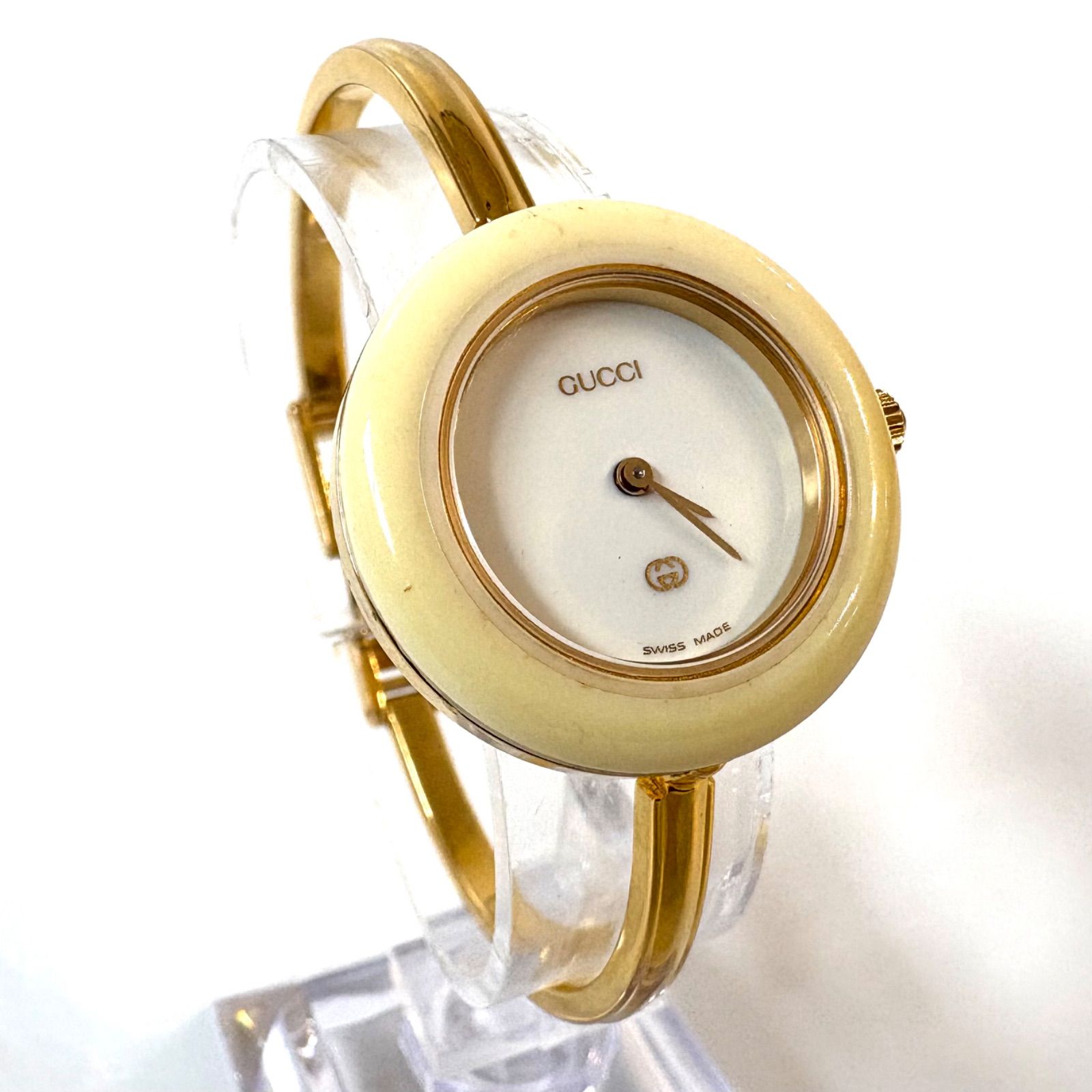 ◼️GUCCI◼️ 新品電池 稼動品 チェンジベゼル クォーツ バングル