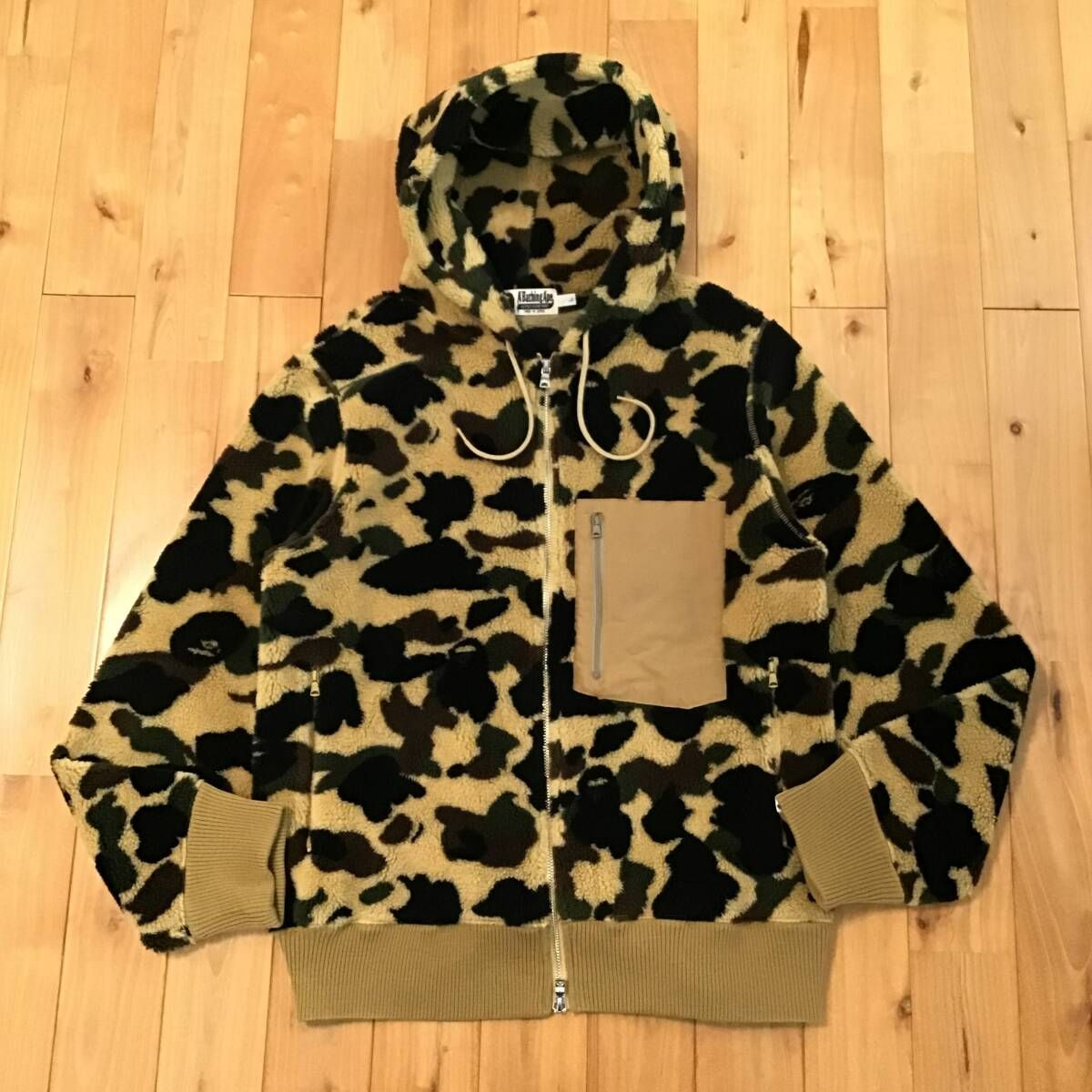 BAPE ボア ジップ パーカー Lサイズ 1st camo yellow a bathing ape