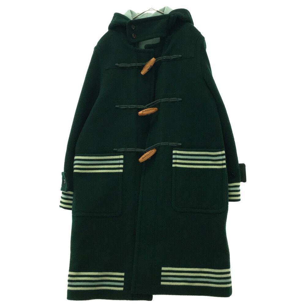 BURBERRY (バーバリー) Double-faced Wool Stripe Detail Duffle Coat ダッフルコート グリーン  4558899 - メルカリ