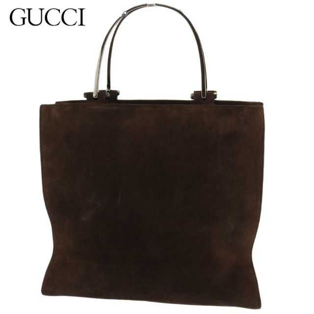 グッチ トートバッグ トート ハンドバッグ レディース ビットモチーフハンドル ブラウン シルバー スエード GUCCI T19005S 