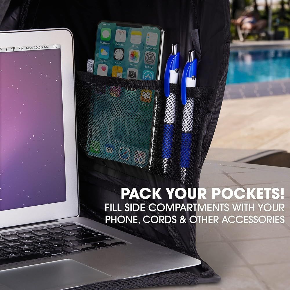 RitzGear ポップアップノートパソコンサンシェード ポータブルコンパクトアンチグ スクリーンフード テント-キャリーケース 最大17インチのノートパソコンやモニター用 光反射シールド - 防水プライバシーカバー 屋外作業用