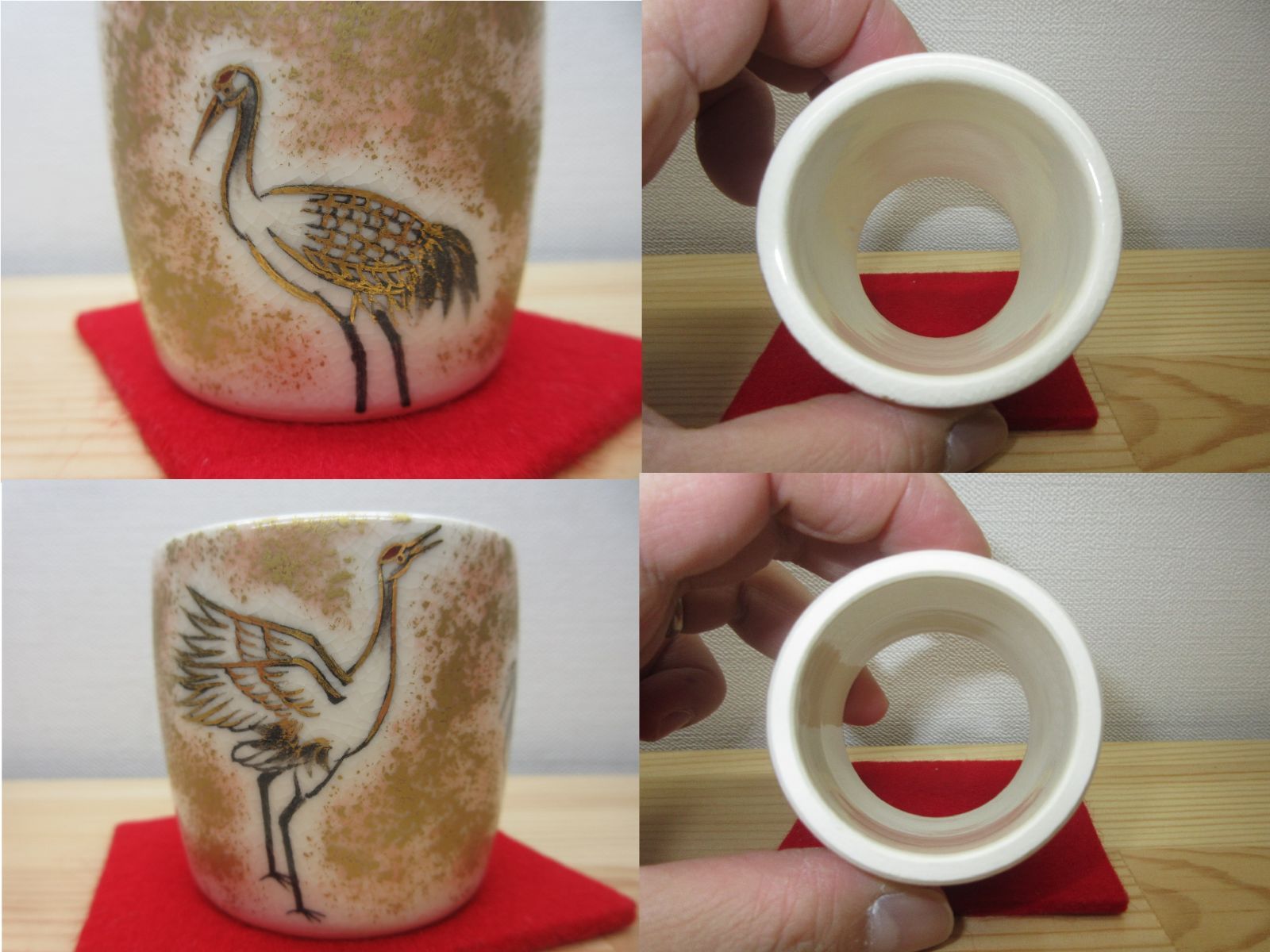 送料込【逢絢亭】茶道具 蓋置 京焼 双鶴の図 真葛（宮川）香斎 共箱入り 逢絢亭】茶道具 蓋置 京焼 双鶴の図 真葛（宮川）香斎 共箱入り