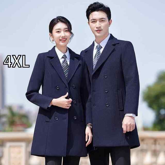 4XL 秋服 レディース ファッション オシャレ カワイイ シンプル 大人カワイイ 大きいサイズ メンズ ネイビー ブルー ウール ジャケット 服 ハイエンド ビジネス フォーマル ウェア ミドル丈 キルティング