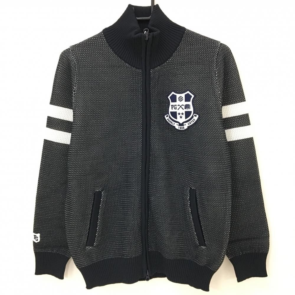 未使用級　PEARLY GATES ニット　メッシュ　ネイビー ジャケット 新品】パーリーゲイツ ニットジャケット ネイビー×白 メッシュ生地 袖