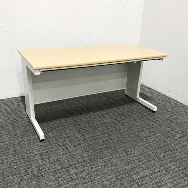 平デスク フラットライン 引出し付 オフィスデスク W1400 プラス メープル
