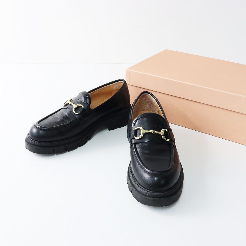 人気 美品 コルソローマ ノーヴェ CORSO ROMA 9 トラックソールビットローファー 36/ブラック シューズ レザー 本革 【2400014214789】