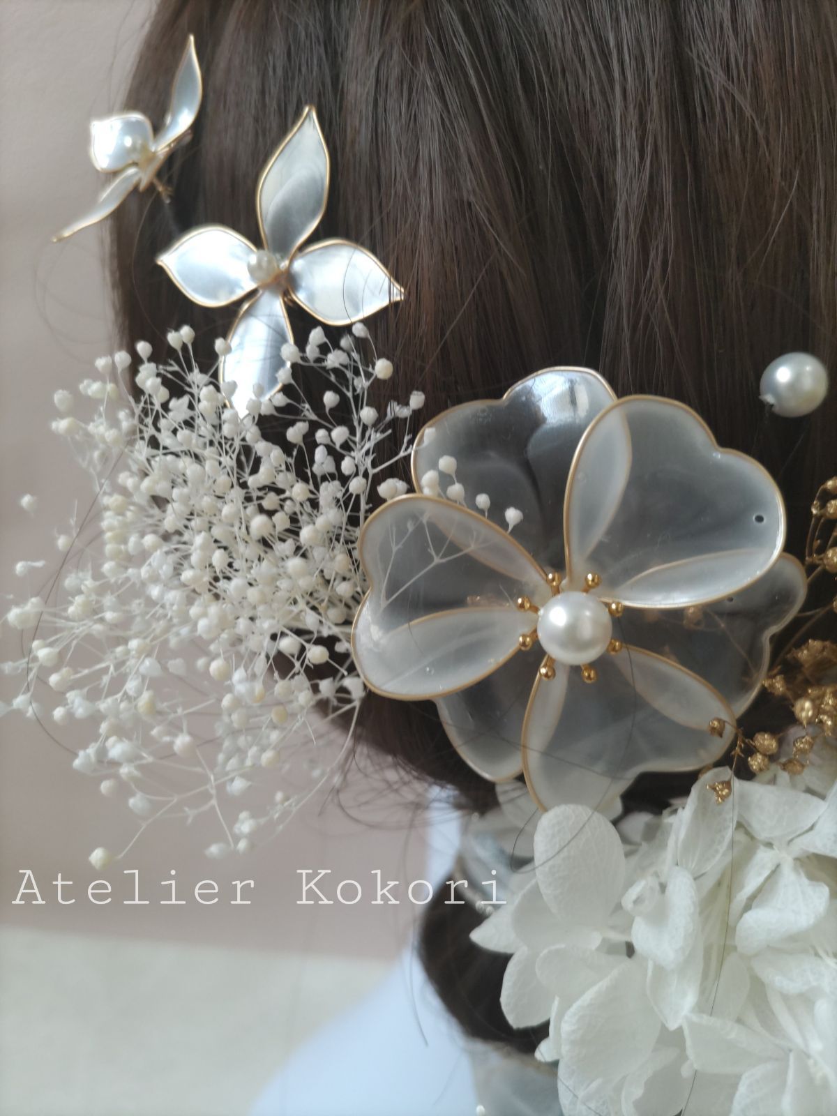 Jasmine♡ ✽A-71✽アメリカンフラワー✽髪飾り アメリカンフラワー髪飾り ゴールド11点セット212 - メルカリ