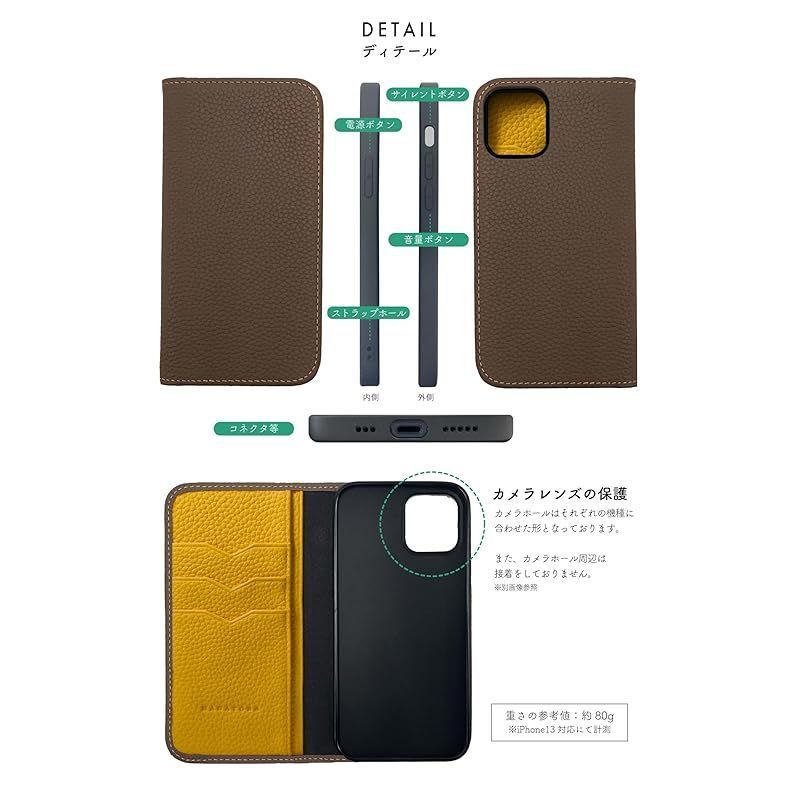 HANATORAiPhone15ケーススタンド本革スマホコードホルダーシュリンクカーフレザー付きスマホケースギフトマグネットなし手帳型