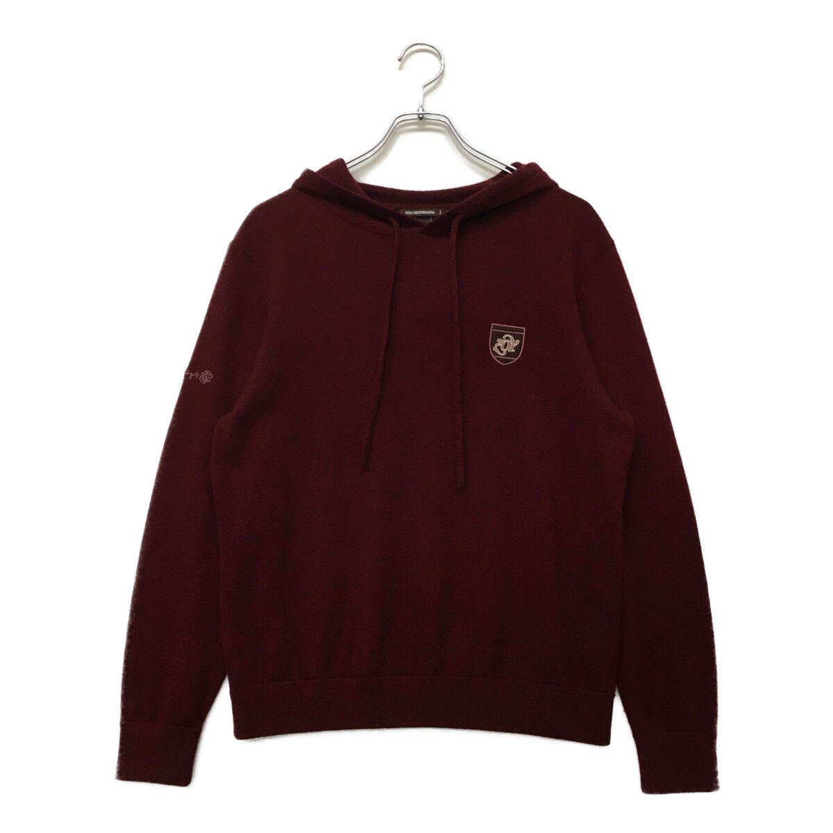 ZOYフード付きカシミヤセーター メンズ ゾーイ ZOY セーター L 赤系 エンジ色 フード付き カシミヤ