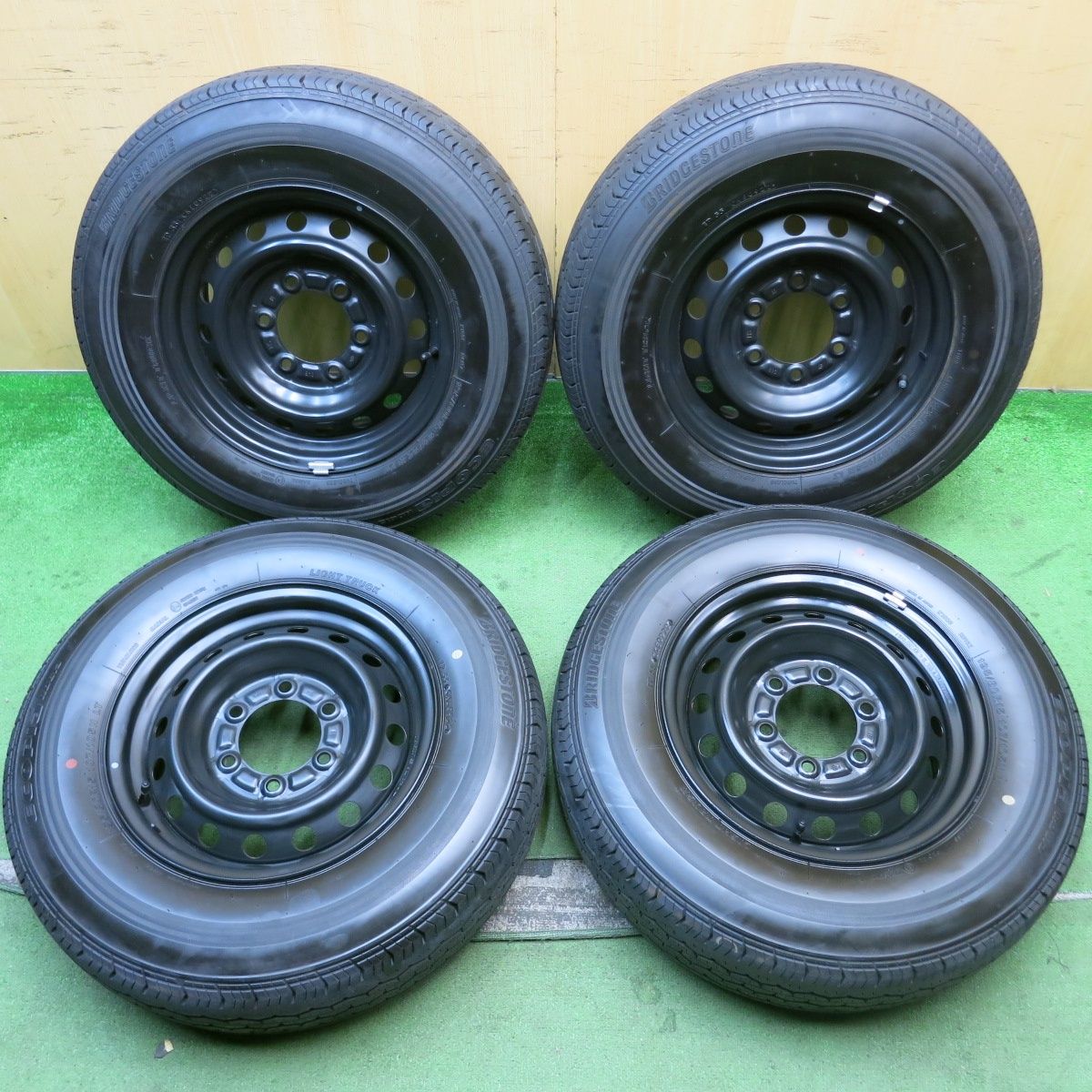 新車外し 22年 トヨタ ハイエース 純正 スチール 195 80R15 107 105N ブリヂストン エコピア RD613 15インチ PCD139.7 6H 5092104HAノ