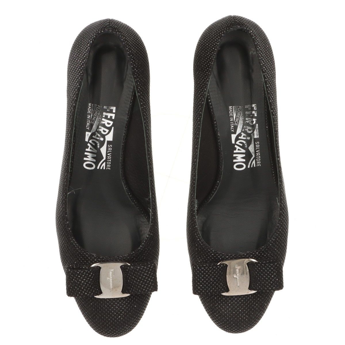 美品 サルヴァトーレフェラガモ ヴァラ リボン ヒール パンプス 靴  