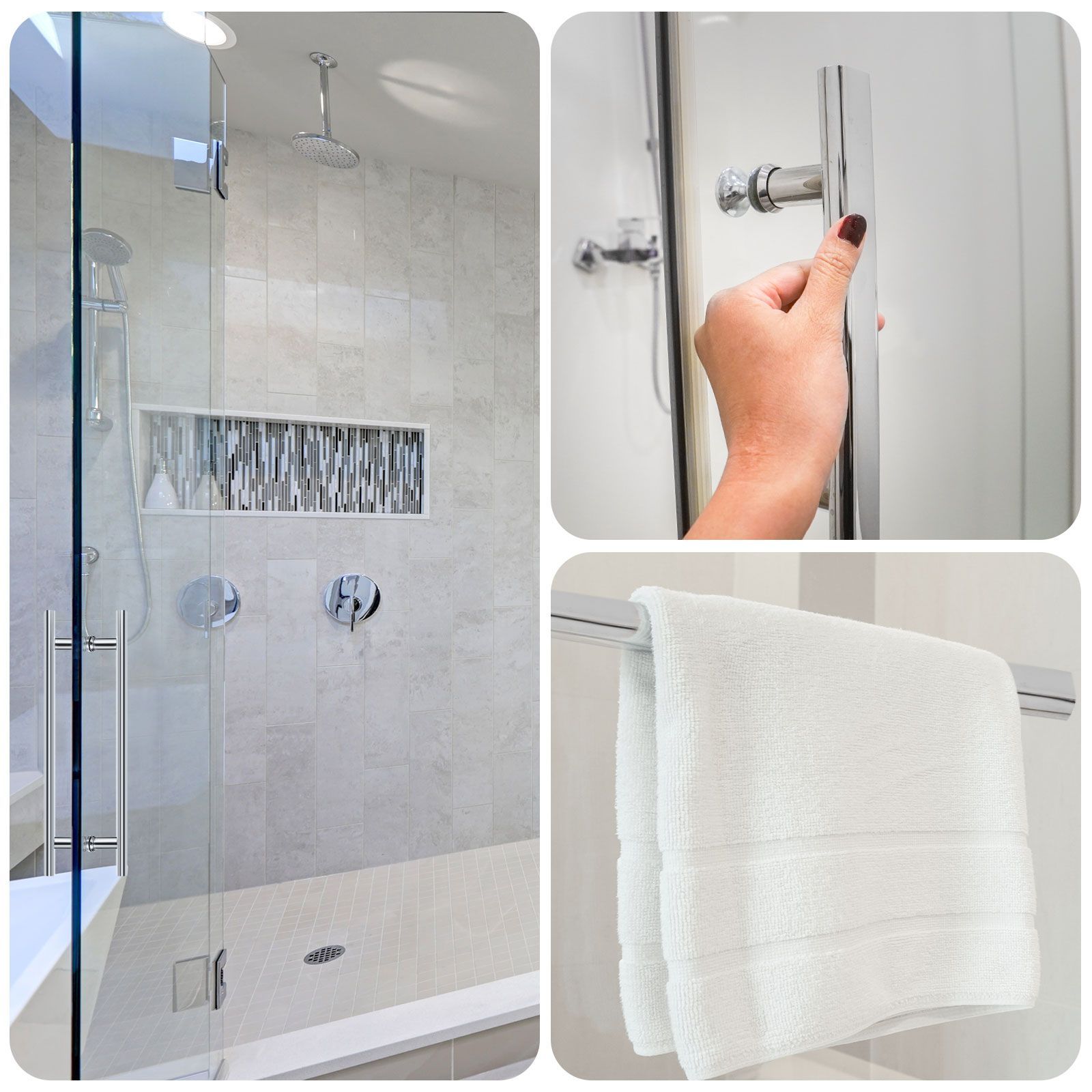 GUIXAN ステンレススチール両面プッシュプルモダンドアハンドル、モダンな引き戸ハンドル、シャワーガラススライドドア、内装外装ドア 175mm  DIY・工具・ガーデン GUIXAN ステンレススチール プルプッシュシャワードアハンドル バスルーム用 光沢 室内ドア用バスルーム ... GUIXAN シャワーガラスドアノブ バスルームラウンドバックツーバックハンドルプル、ソリッドステンレススチールドアハンドル-12m