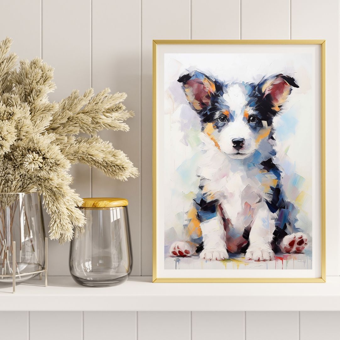 まなざし - ボーダーコリー犬の子犬 No.5】ジークレー版画＊名入れOK