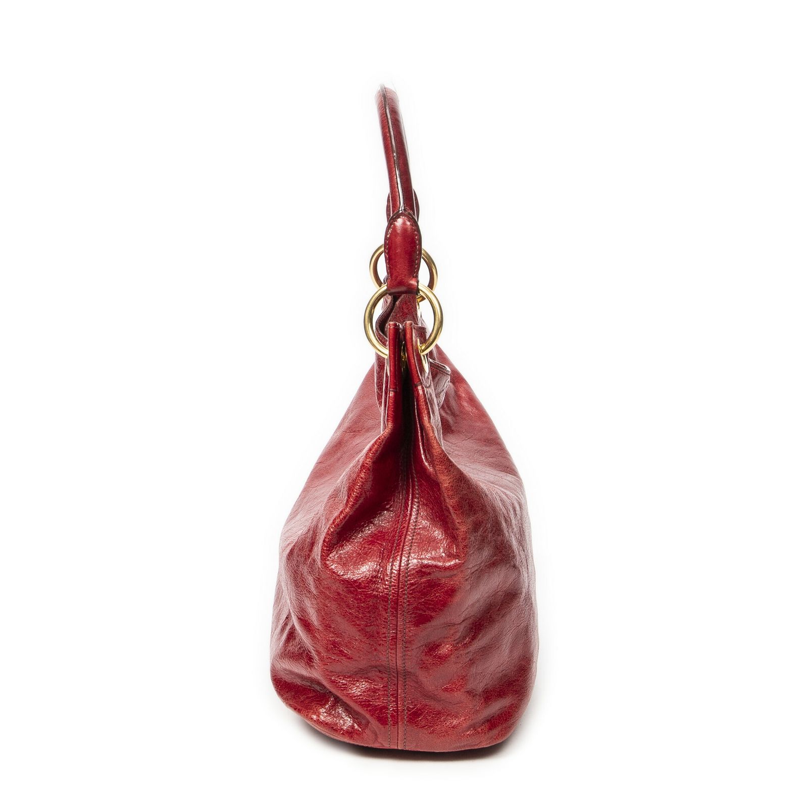 PRADA プラダ大編みハンドルホーボー赤ヴィテッロ