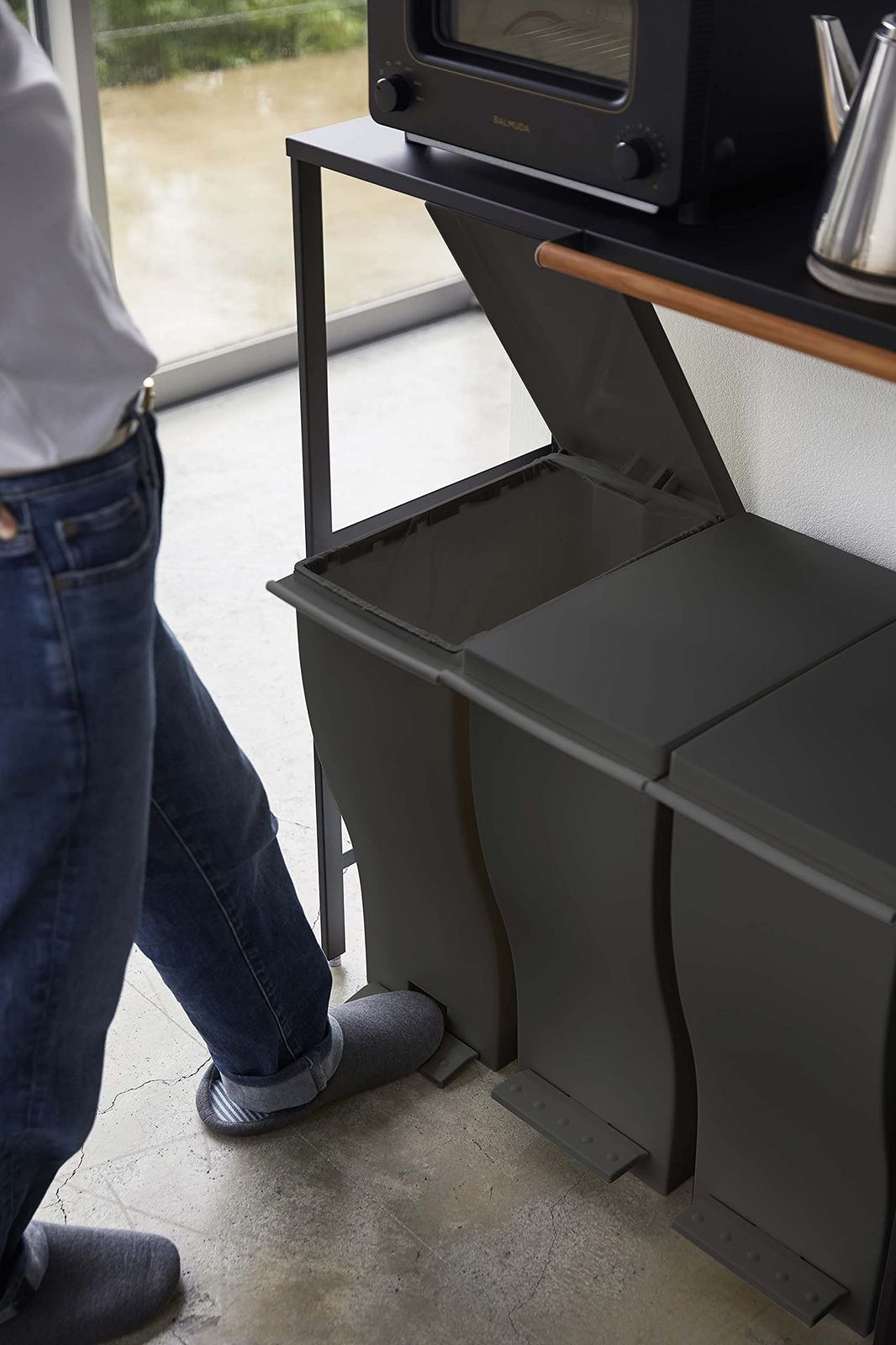 キッチンラック タワー フック付き 約W42.5 76XD42.5XH90cm ブラック ゴミ箱上ラック 5327 伸縮 山崎実業 Yamazaki WWW_NOITHATQUANGTHANH_NET