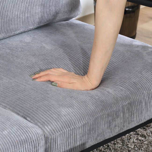 アームレスト コーデュロイ2人掛けソファー（グレー系）ラブソファ