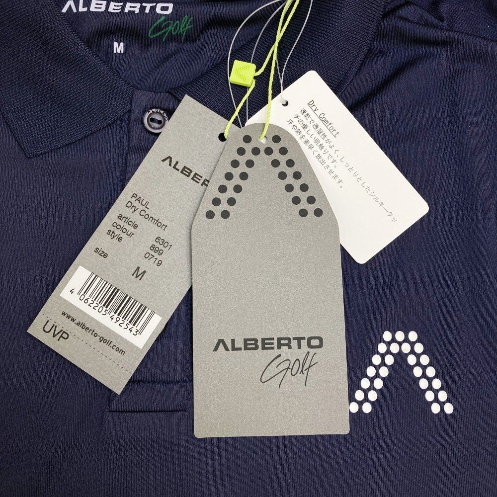 サイズ：M ALBERTO アルベルト 半袖ポロシャツ ネイビー系
