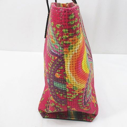 エトロ ETRO トートバッグ ペイズリー柄 ピンク系 ワッフル地
