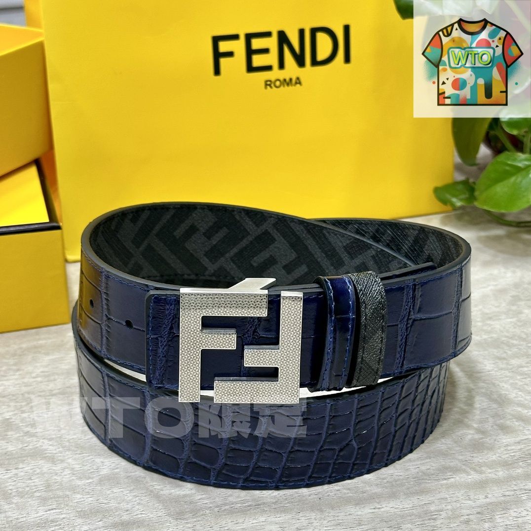 FENDIカジュアルベルト FFスクエアベルト レザー ブラウン | Fendi