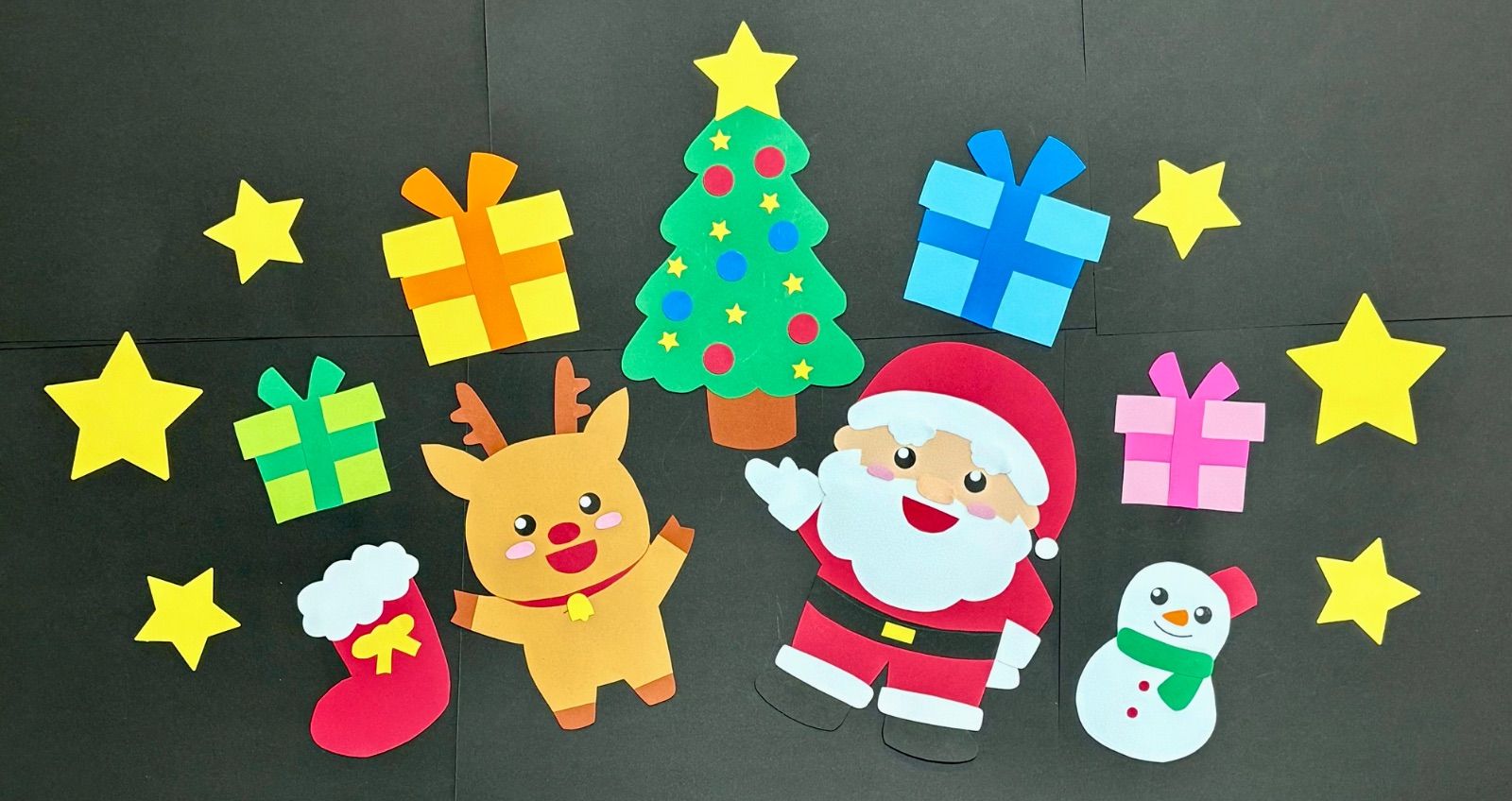 12月 クリスマス壁面飾り② サンタ！トナカイ！クリスマスツリー