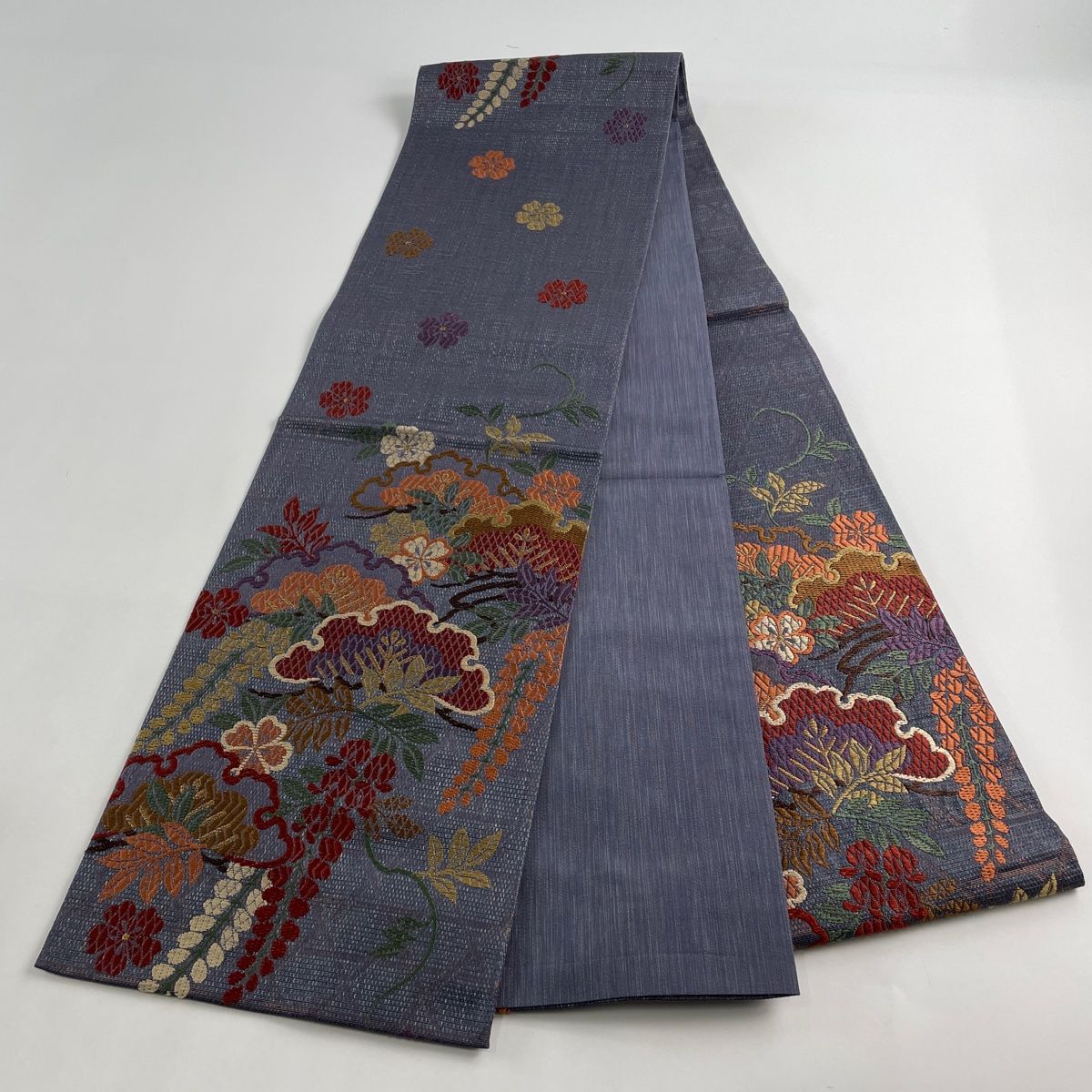 袋帯 秀品 雪輪 草花 金糸 箔 灰色 六通 正絹 【中古】 - メルカリ