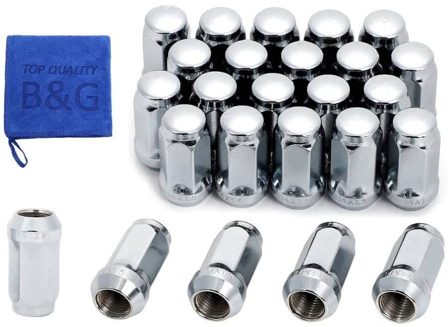 M14×P1.5 ロング ホイールナット 【光沢が美しいロングナット】 スチール 袋 クローム 19HEX 45mm 24個 +1個 計25個 エスカレード GM シボレー キャデラック GMC SRX XT5 タホ サバーバン エクスプレス 