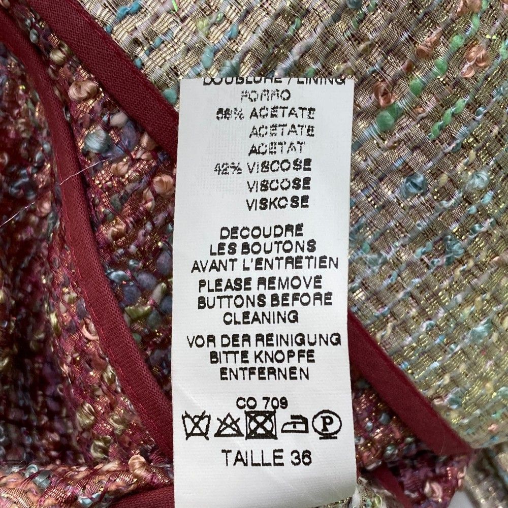 EDWARD ACHOUR PARIS ツイードジャケット ピンク系総柄