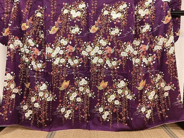 平和屋着物□豪華色留袖 駒刺繍 流水草花文 暈し染め 金彩