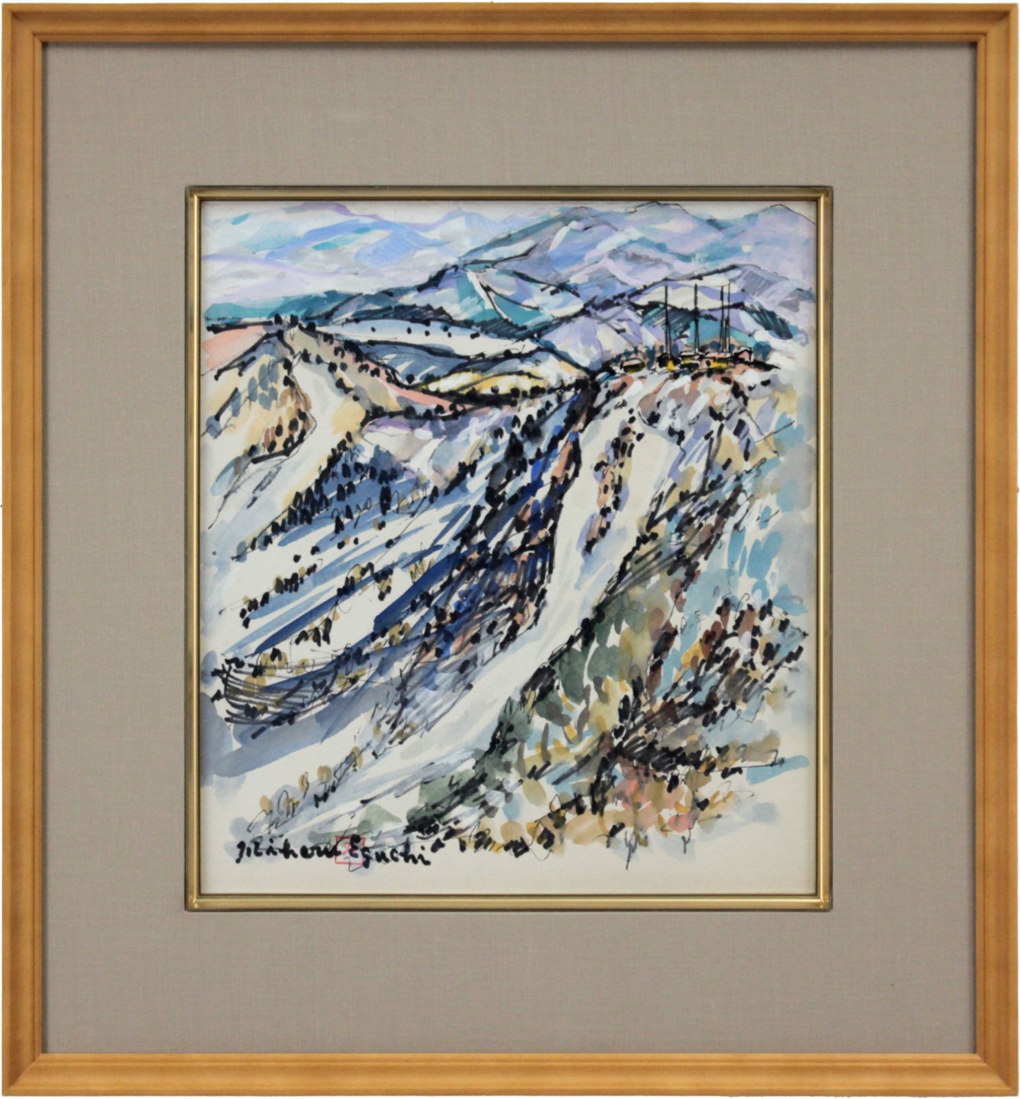 江口美春 「手稲山大回転コース」 水彩画 絵画 最新