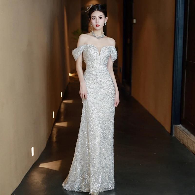 法式魚尾デザイン 2025 新婦用軽婚 !-利用不可文字-! 小柄?大きめサイズ対応 シンプルでエレガントな出門礼服 売れ筋ランク