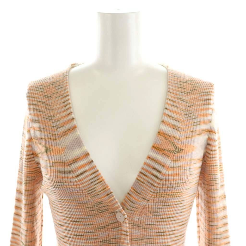 極美品 大きいサイズ ミッソーニ カーディガン 総柄 オレンジタグ 48 snc ミッソーニ MISSONI カーディガン マルチカラー ニット 総柄