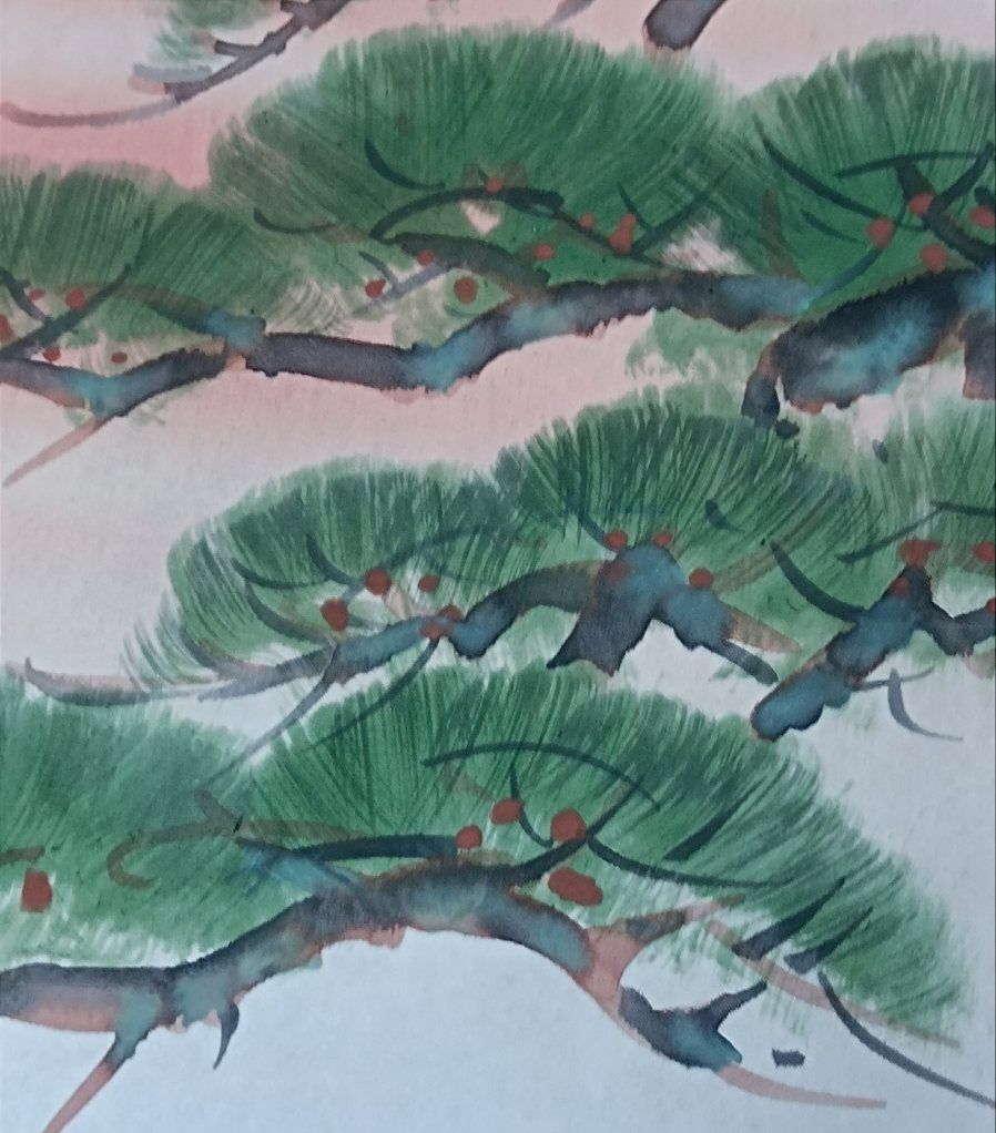 ・掛軸　真作肉筆　芳園作　高砂掛軸　縁起物 掛軸 真作肉筆 芳園作 高砂掛軸 縁起物 - メルカリ
