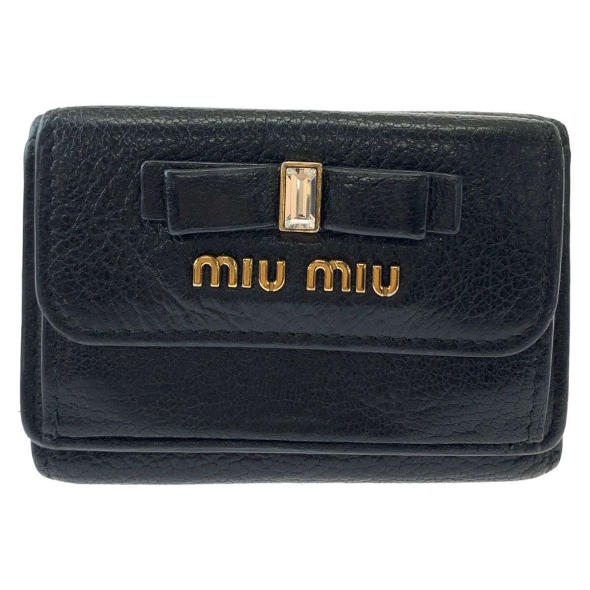 Miu Miu ミュウ ミュウ マドラス リボン ブラック 黒 ゴールド金具