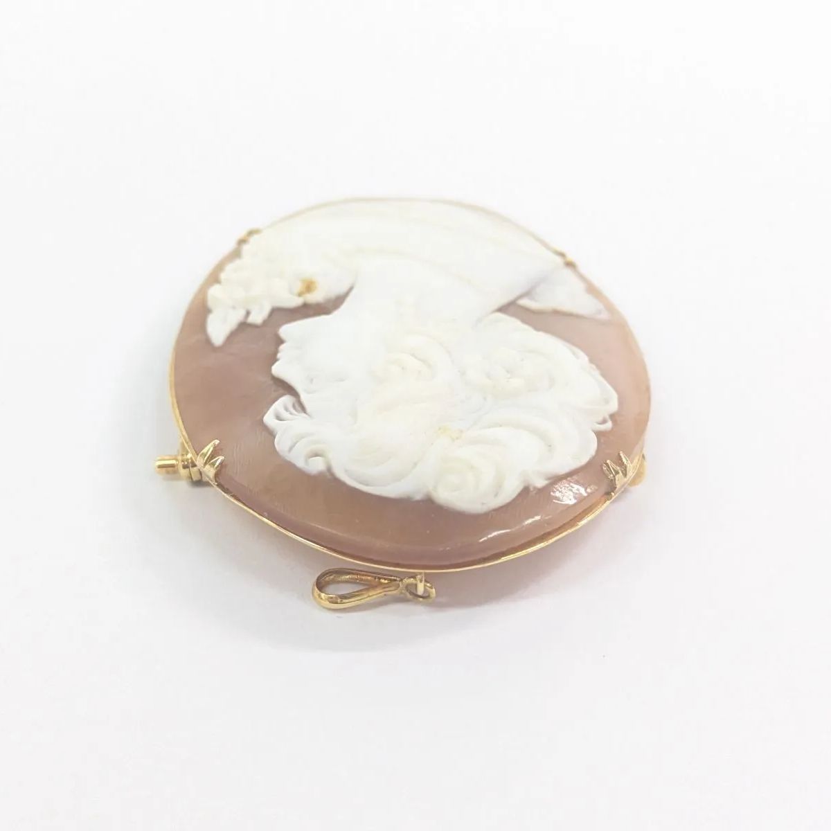 良品 K18 シェル カメオ 12g 約38×50mm ネックレス トップ