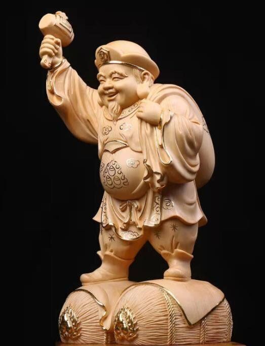 上品 描金 大黒天 仏教工芸品 木彫仏教 仏師で仕上げ品 高さ29cm