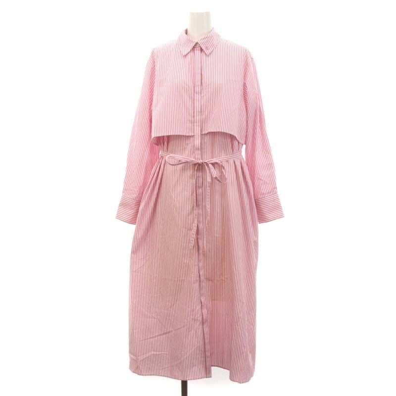 LOUNIE⭐️美品‼️ストライプ 長袖シャツワンピース　ピンク　春夏 ルーニィ LOUNIE 24SS ストライプシャツワンピース 長袖 ロング 38 M