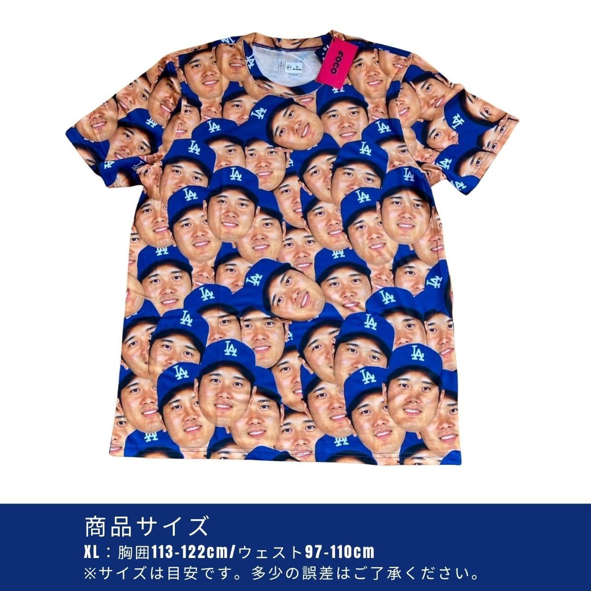 foco社MLB公式ライセンスドジャース大谷翔平選手フェースTシャツ顔だらけ FOCO] 大谷翔平 「顔」Tシャツ 公式グッズ ドジャース【MLB公式
