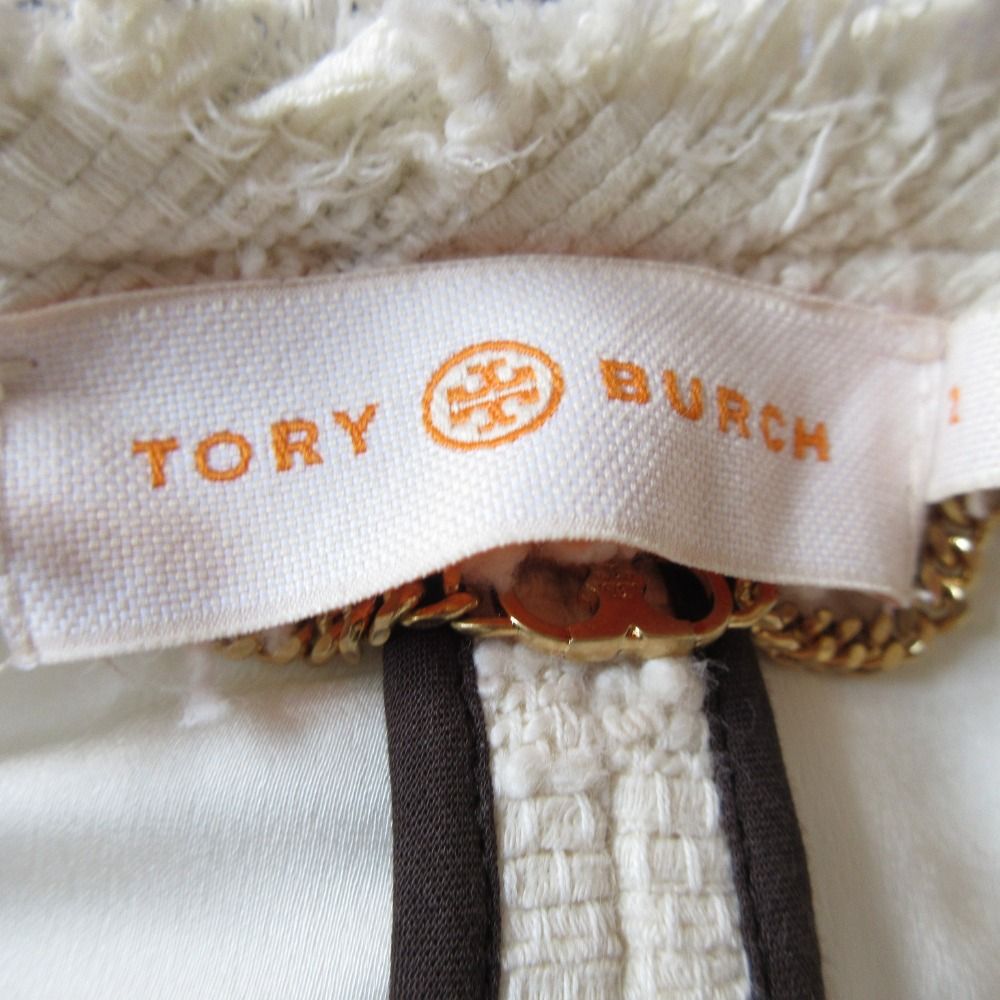 美品 Tory Burch トリーバーチ フラワーモチーフ ノーカラー
