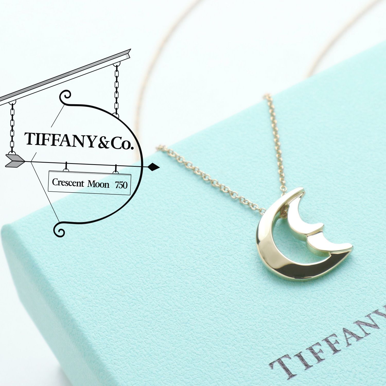 日本製 ティファニー ネックレス TIFFANY クレセントムーン 月