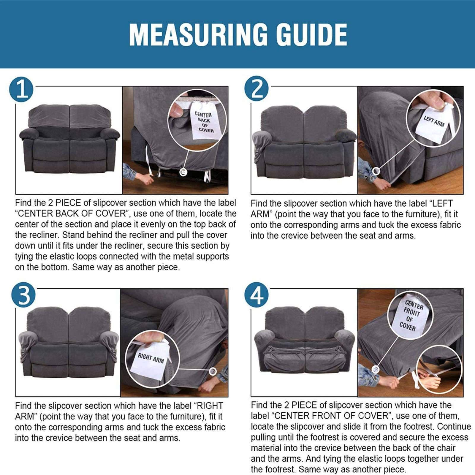 子 に適用する ソファーカバー ソファーカバー 滑り止め ペット-グレーA-2人掛け リクライニングチェア 電動 サイドポケッ 付 6-分割タイプ 2人掛け リクライニングソファーカバー ベルベット ストレッチ