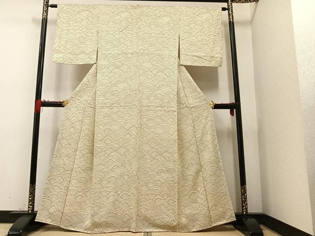 平和屋着物▽上質な小紋 単衣 絞り 草花文 正絹 逸品 CAAQ0061vf