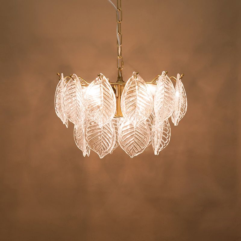 ペンダントライト シャンデリア シーリング 吊照明 天井照明 LED電球対応 モダンガラス Leaves 5灯 ペンダントランプ