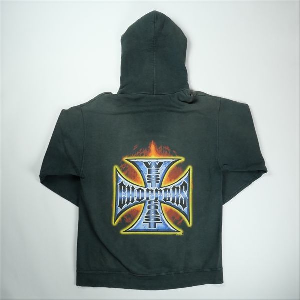 Size M VINTAGE ヴィンテージ West Coast Choppers ウェストコーストチョッパーズ Flame Iron Cross Hoodie パーカー 黒 品-良い 20828404