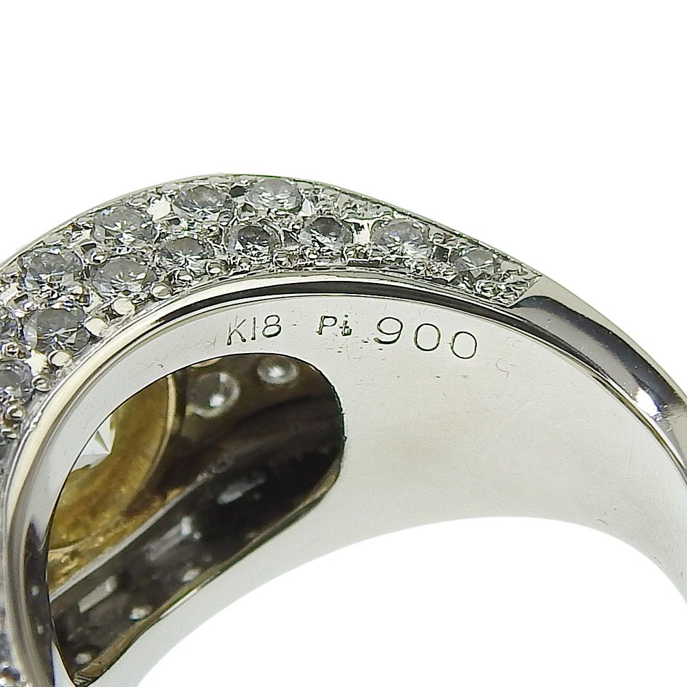 本物保証】 鑑付 新品同様 リング 指輪 約21.1g Pt900 K18YG ダイヤ  