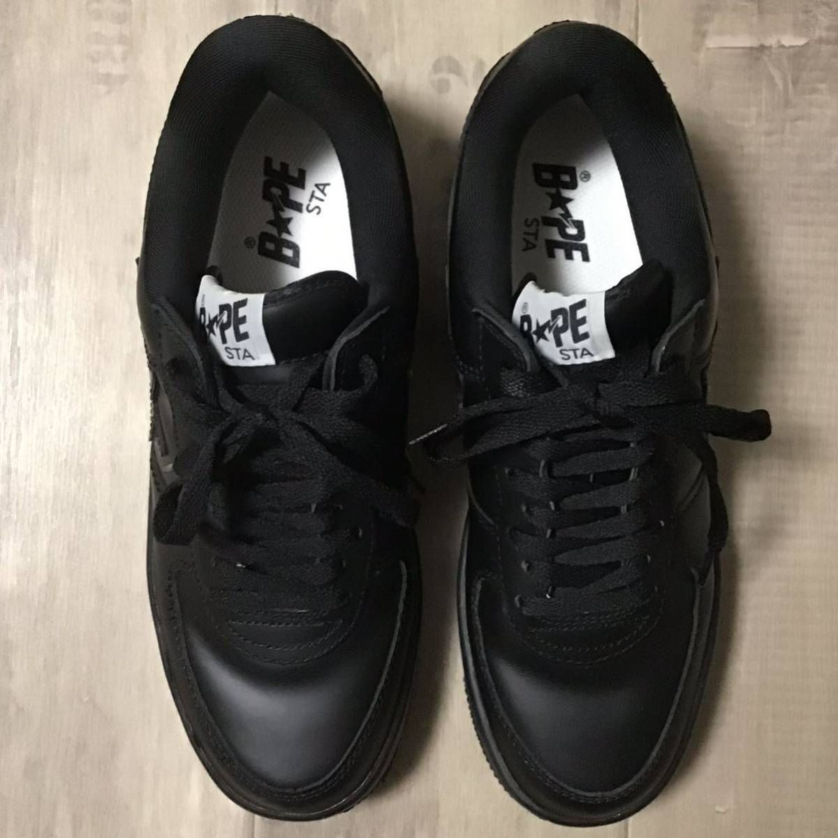 ブラック レザー BAPESTA スニーカー 27.5cm US9.5 a bathing ape 