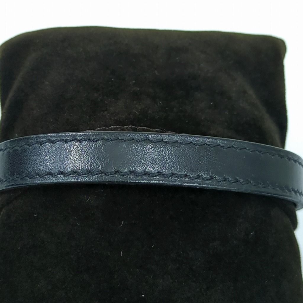 エルメス プスプス レザー ブレスレット バングル ブラック